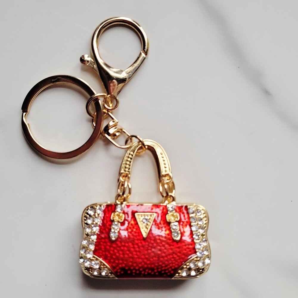 Sparkling Rhinestone Mini Handbag Keychain Purse Charm for Womens Bag or keys - Picture 6 of 9